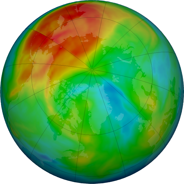 Arctic ozone map for 01 January 2021